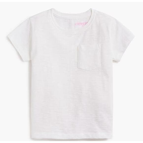 Crewcuts Short Sleeve Slub Pocket Tee Girl's Large 10-11 White NWT - Picture 1 of 8